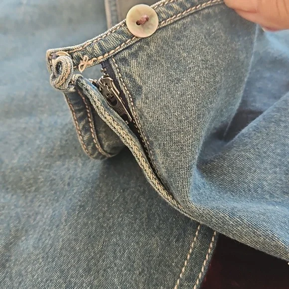 J. Jill Blue Vintage Boho Hippie Denim  Patched Skirt - Picture 3 of 10